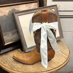 Brown Leather Cowboy Boot with cross🤠✝️